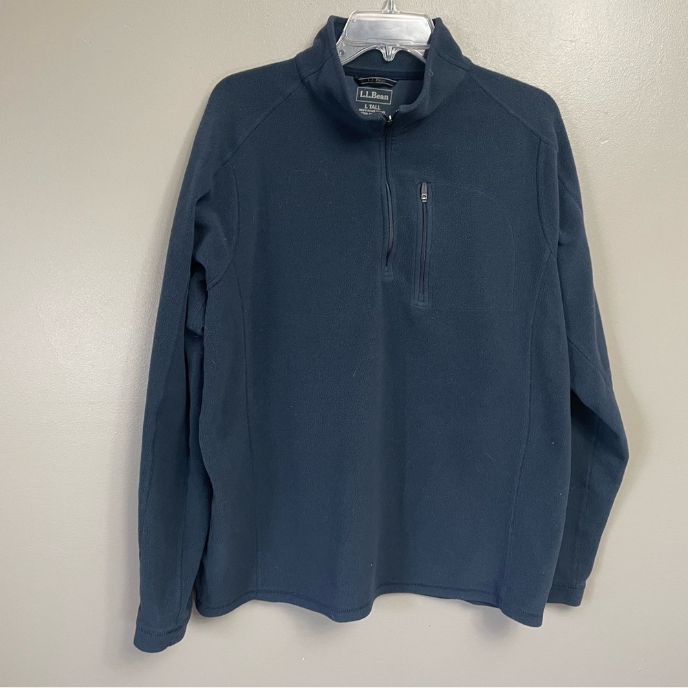 L L Bean 1/4 Zip Men Large Tall Blue Trail Fleece Pullover Lightweight Gorpcore